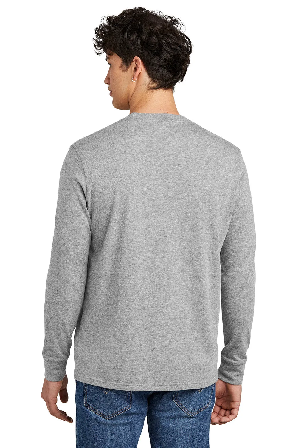 District Mens Perfect Blend CVC Long Sleeve Crewneck T-Shirt - Heather Light Grey
