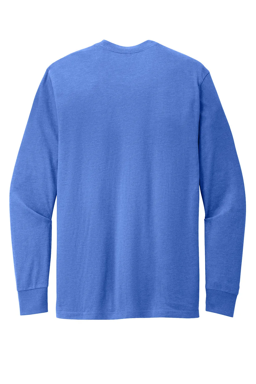District Mens Perfect Blend CVC Long Sleeve Crewneck T-Shirt - Heather Royal Blue