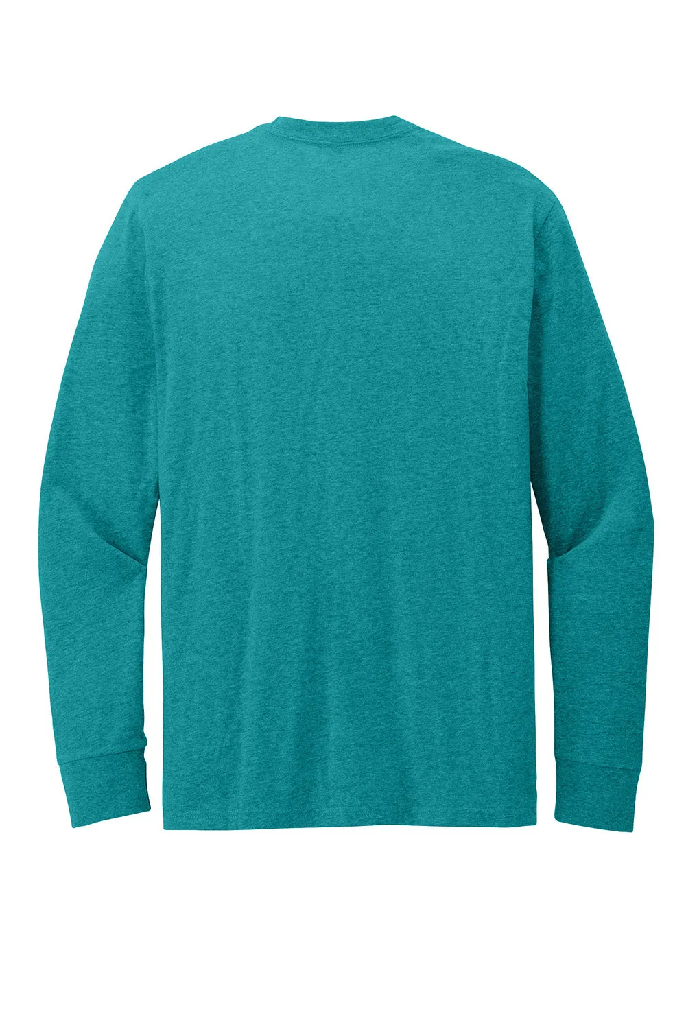 District Mens Perfect Blend CVC Long Sleeve Crewneck T-Shirt - Heather Teal Blue
