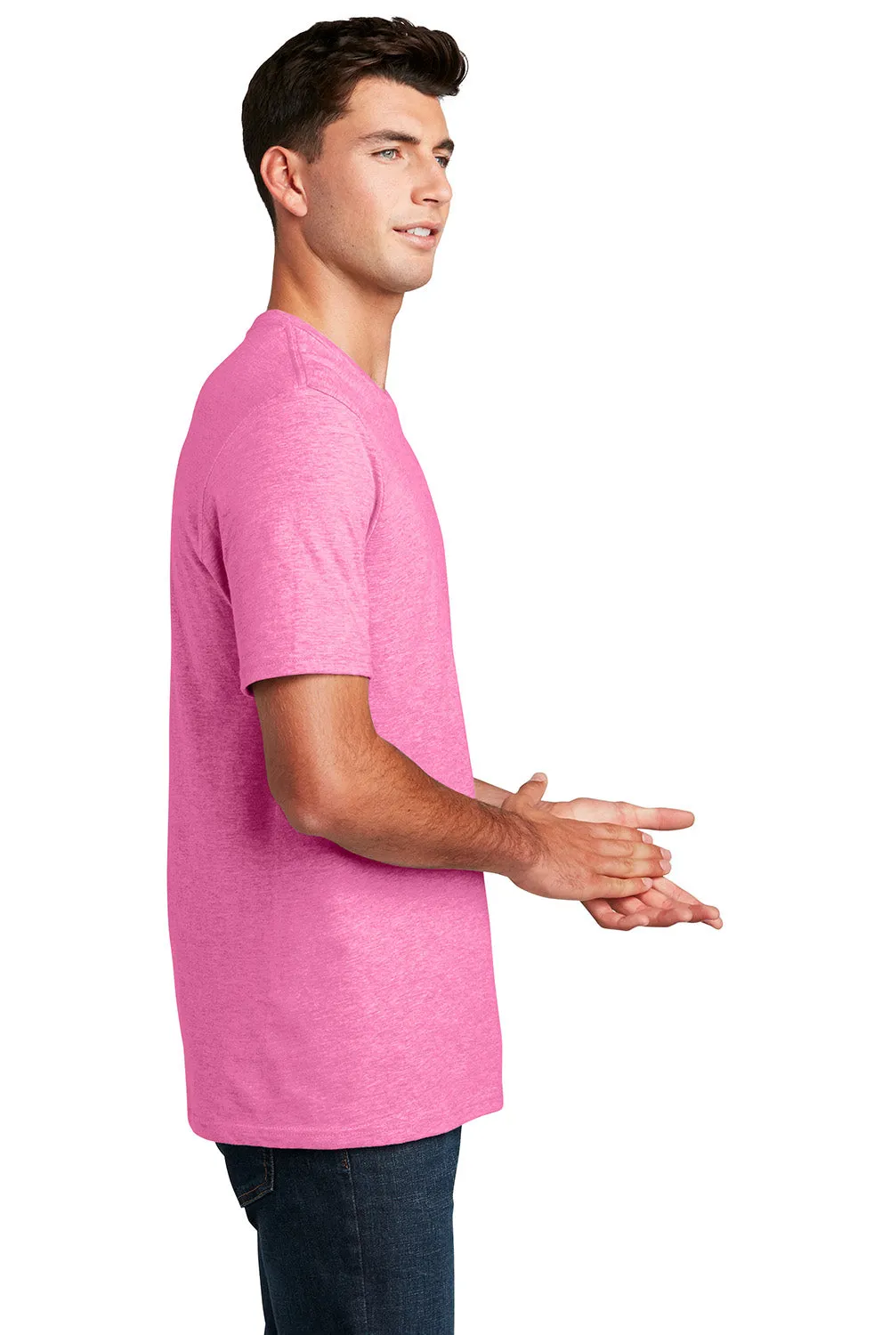 District Mens Perfect Blend Short Sleeve Crewneck T-Shirt - Heather Awareness Pink
