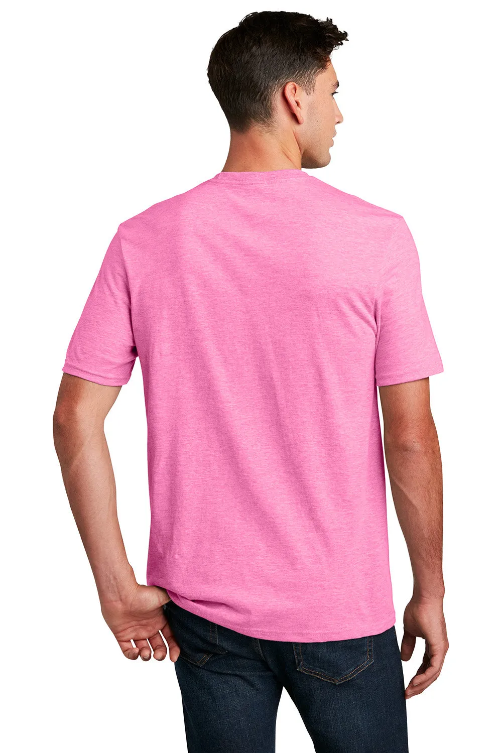 District Mens Perfect Blend Short Sleeve Crewneck T-Shirt - Heather Awareness Pink