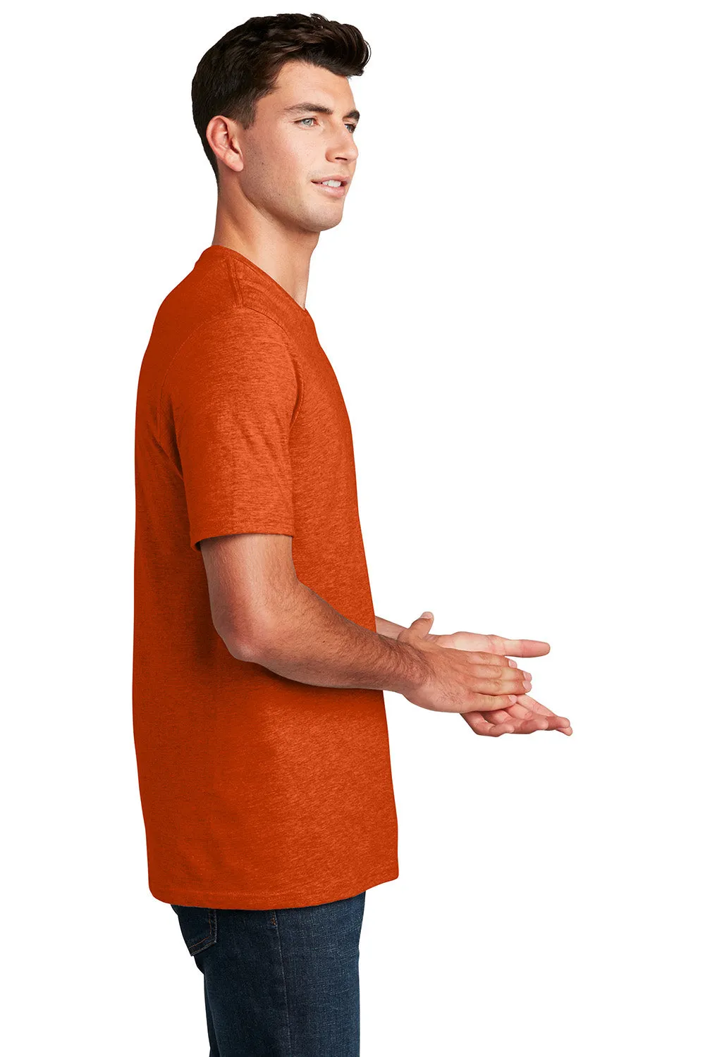 District Mens Perfect Blend Short Sleeve Crewneck T-Shirt - Heather Deep Orange