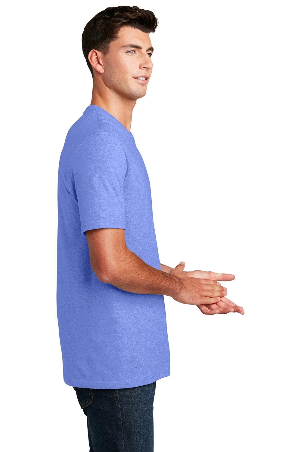 District Mens Perfect Blend Short Sleeve Crewneck T-Shirt - Heather Electric Purple