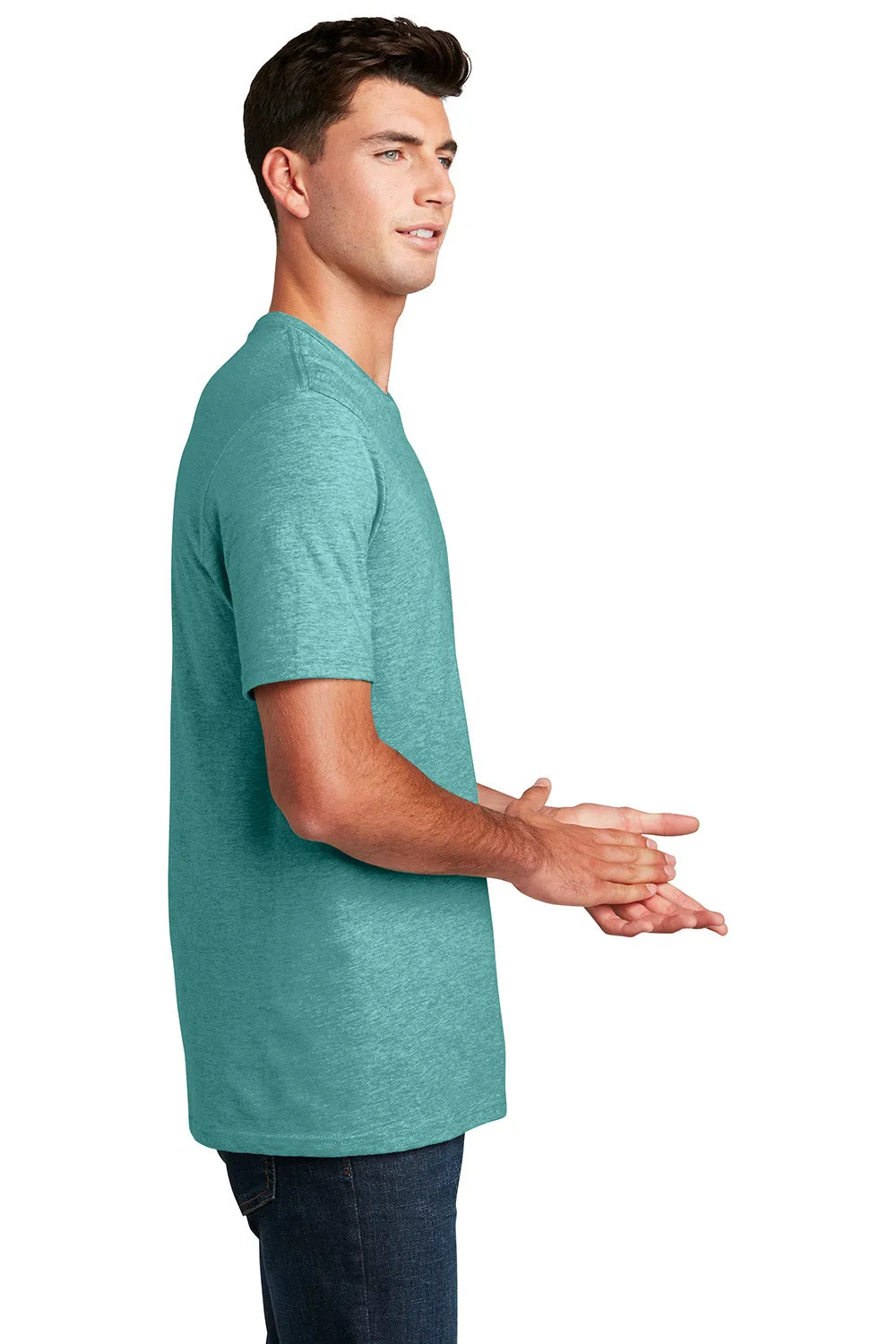District Mens Perfect Blend Short Sleeve Crewneck T-Shirt - Heather Eucalyptus Blue