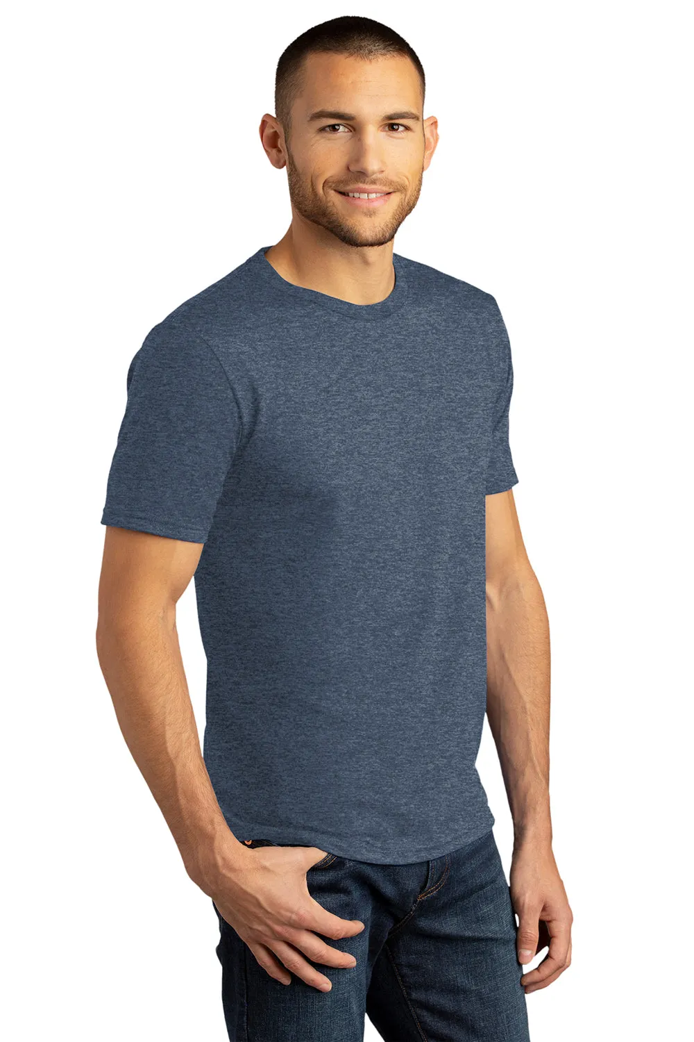 District Mens Perfect DTG Short Sleeve Crewneck T-Shirt - Navy Blue Frost