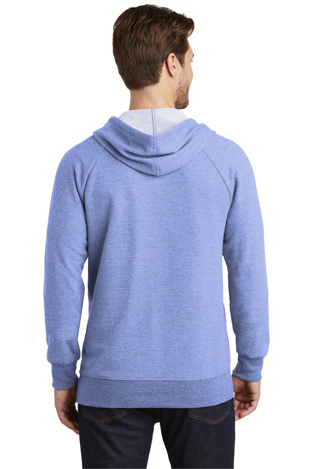 District Mens Perfect French Terry Hooded Sweatshirt Hoodie w/ Pouch Pocket - Maritime Blue Frost - Closeout