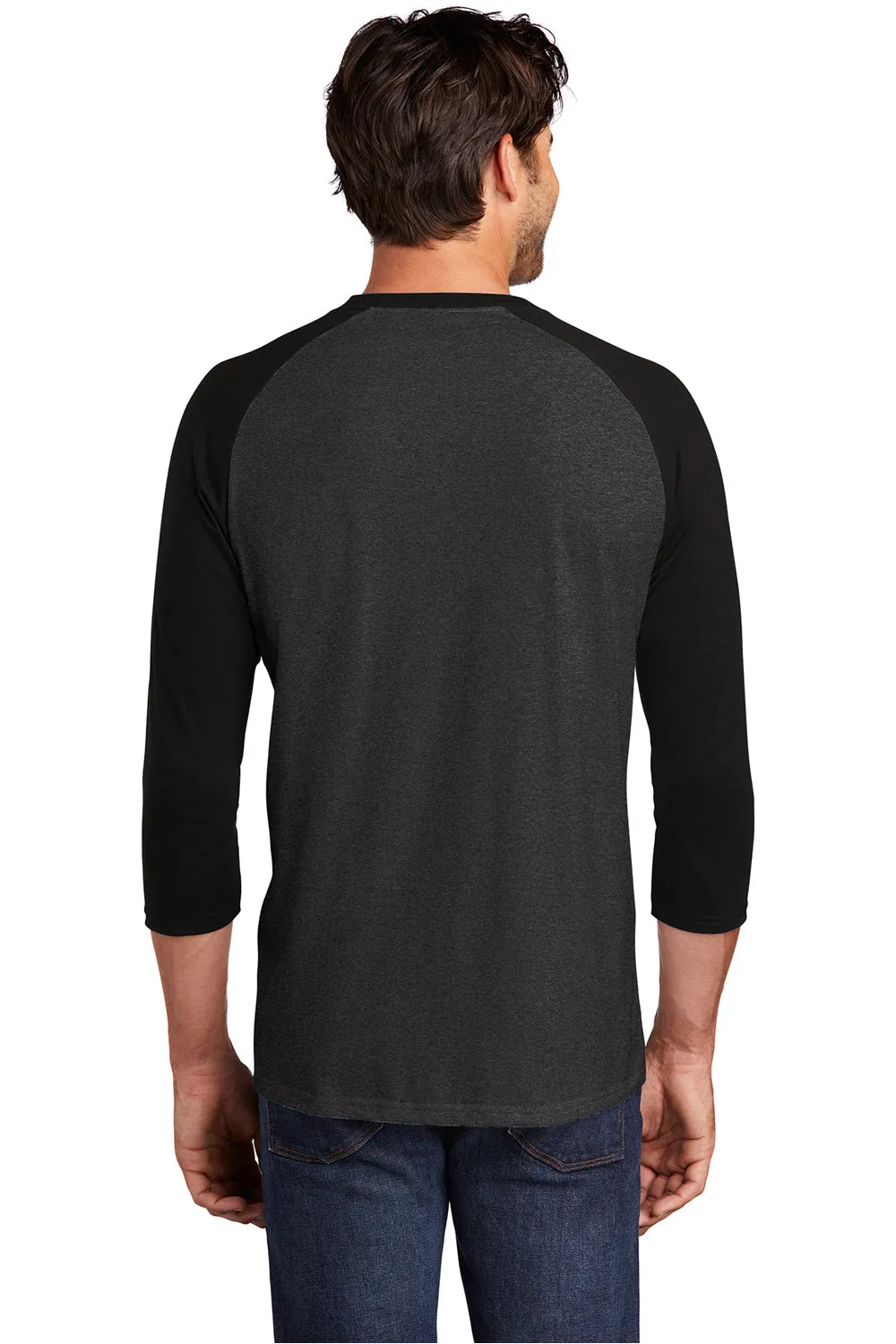 District Mens Perfect Tri 3/4 Sleeve Crewneck T-Shirt - Black Frost/Black