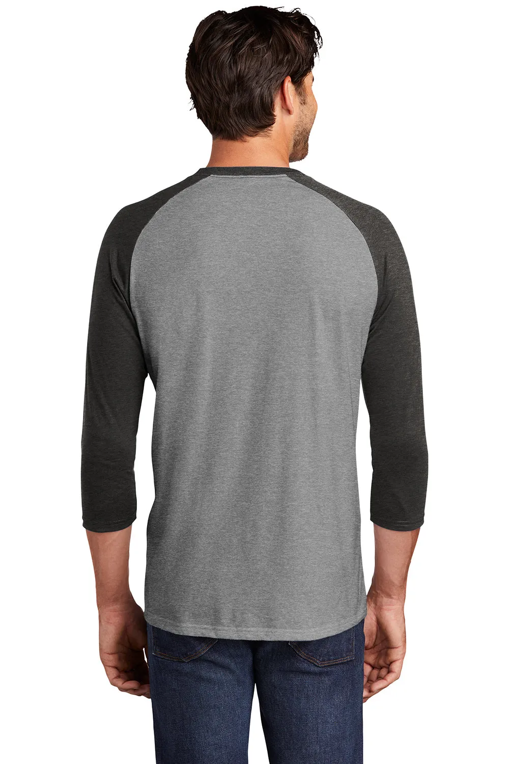 District Mens Perfect Tri 3/4 Sleeve Crewneck T-Shirt - Grey Frost/Black