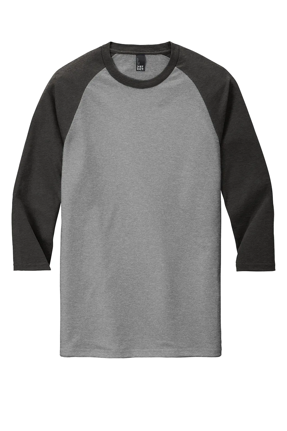 District Mens Perfect Tri 3/4 Sleeve Crewneck T-Shirt - Grey Frost/Black
