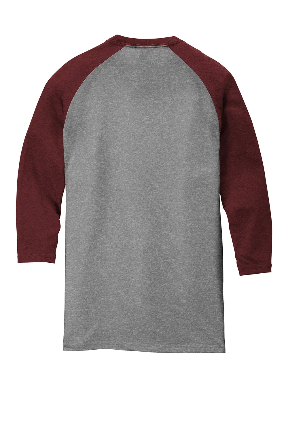 District Mens Perfect Tri 3/4 Sleeve Crewneck T-Shirt - Grey Frost/Maroon Frost