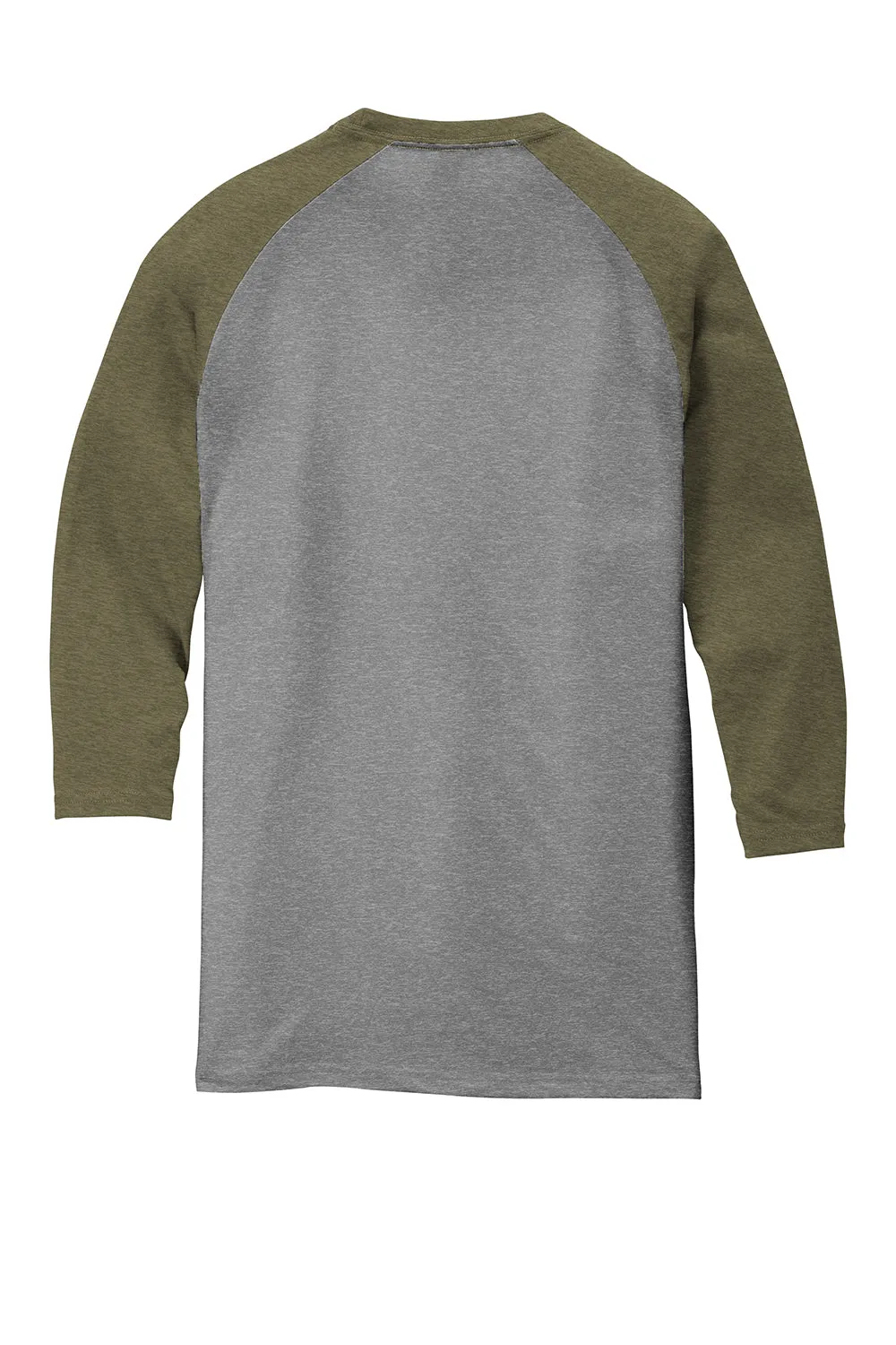 District Mens Perfect Tri 3/4 Sleeve Crewneck T-Shirt - Grey Frost/Military Green Frost