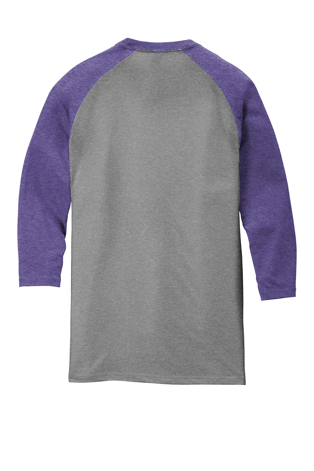 District Mens Perfect Tri 3/4 Sleeve Crewneck T-Shirt - Grey Frost/Purple