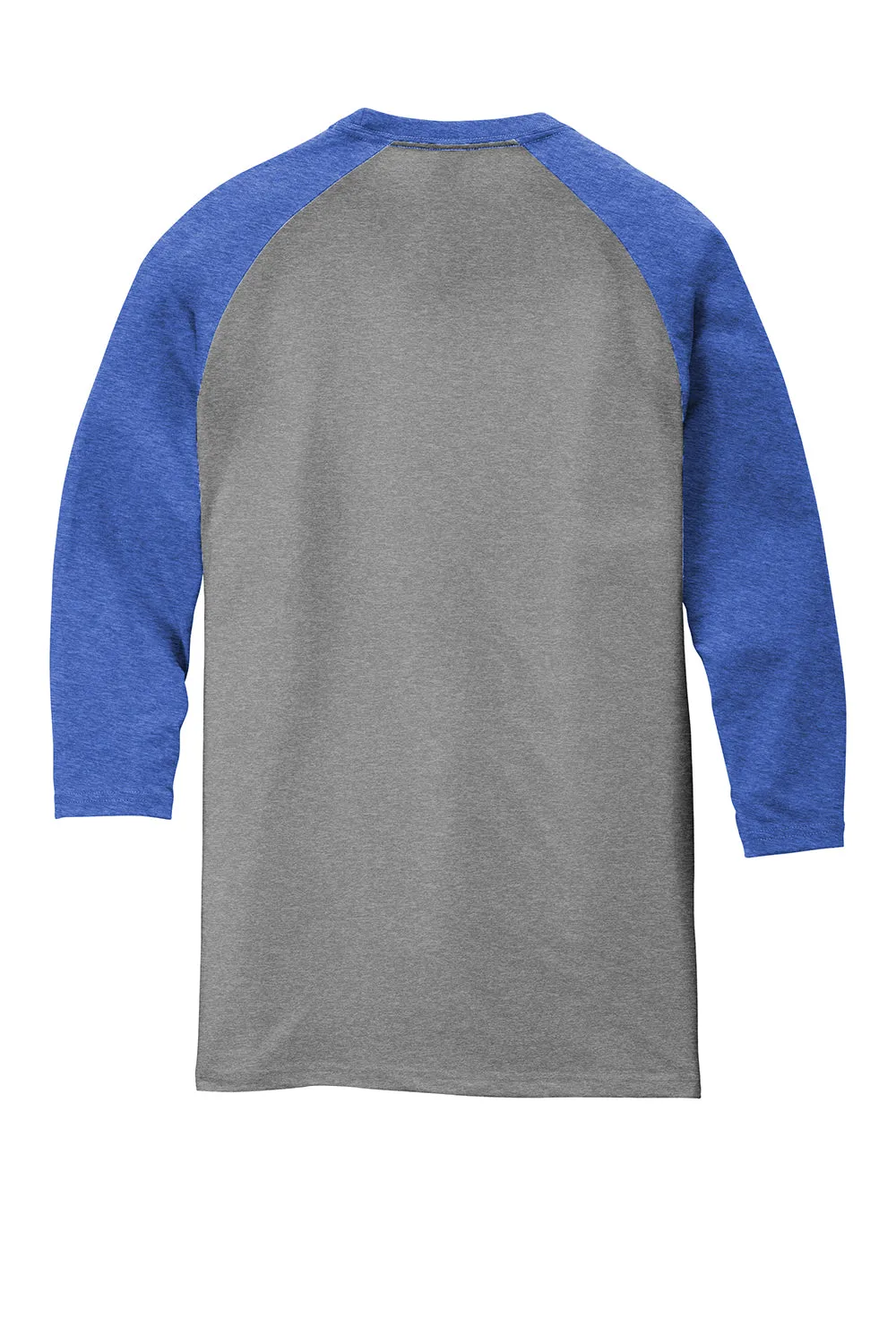 District Mens Perfect Tri 3/4 Sleeve Crewneck T-Shirt - Grey Frost/Royal Blue