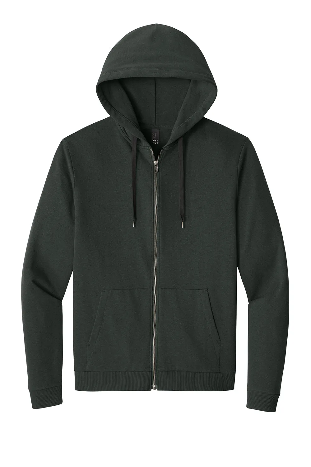 District Mens Perfect Tri Fleece Full Zip Hooded Sweatshirt Hoodie w/ Pockets - Deepest Grey