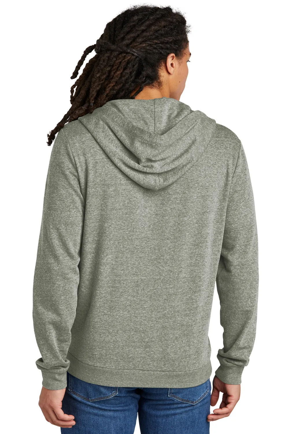 District Mens Perfect Tri Fleece Full Zip Hooded Sweatshirt Hoodie w/ Pockets - Grey Frost