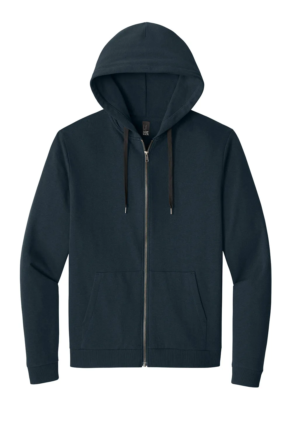 District Mens Perfect Tri Fleece Full Zip Hooded Sweatshirt Hoodie w/ Pockets - New Navy Blue
