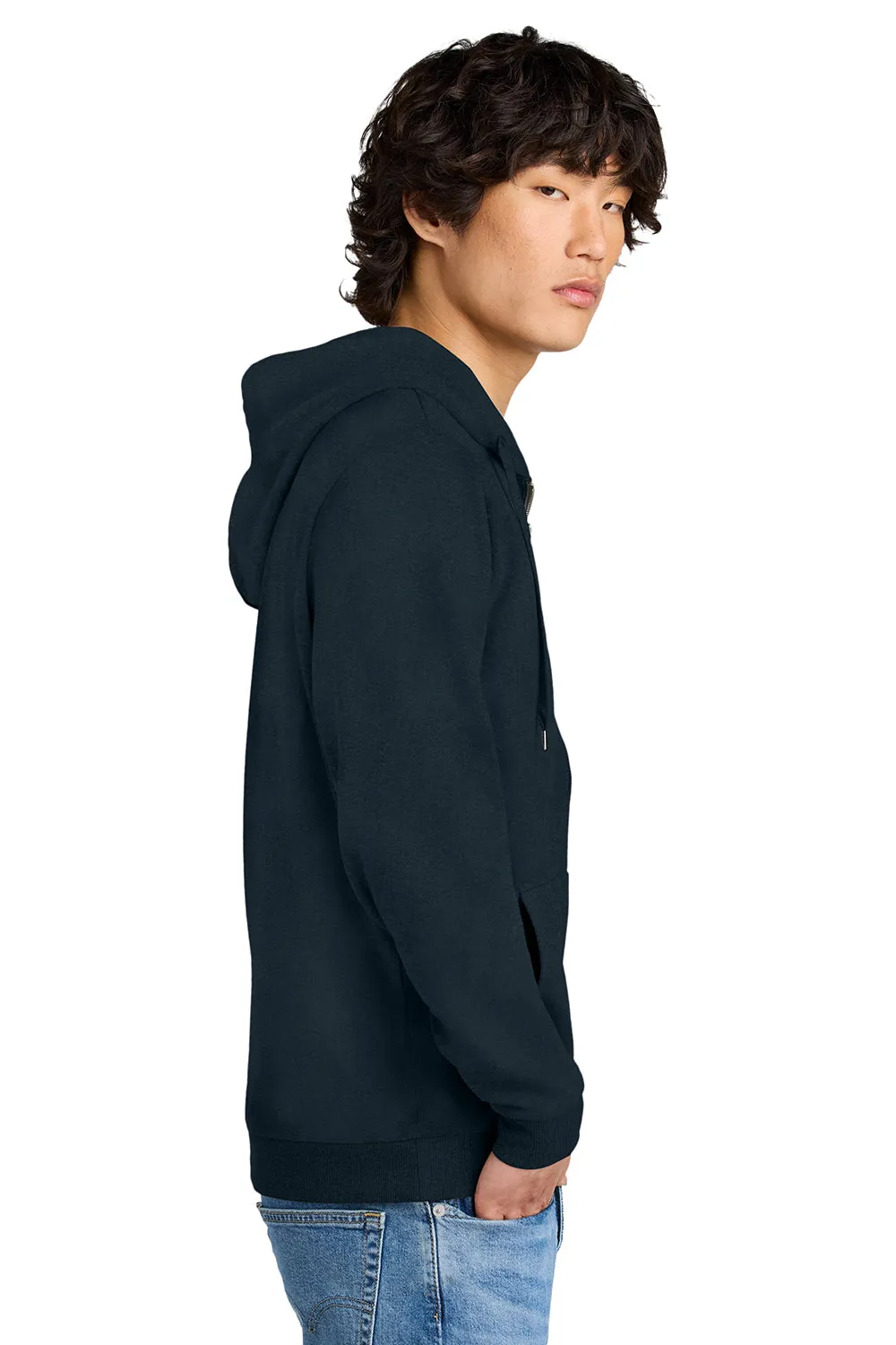 District Mens Perfect Tri Fleece Full Zip Hooded Sweatshirt Hoodie w/ Pockets - New Navy Blue