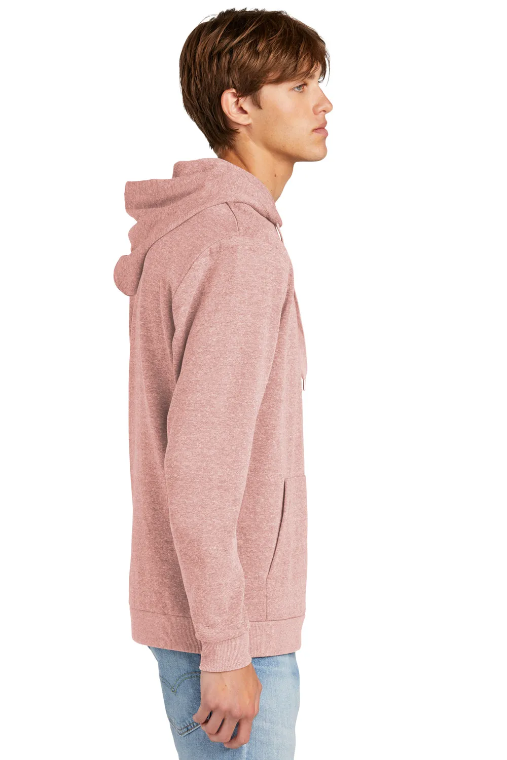 District Mens Perfect Tri Fleece Hooded Sweatshirt Hoodie w/ Pouch Pocket - Blush Frost