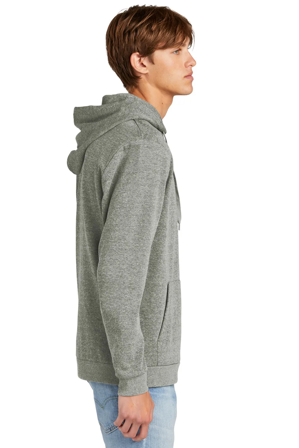 District Mens Perfect Tri Fleece Hooded Sweatshirt Hoodie w/ Pouch Pocket - Grey Frost