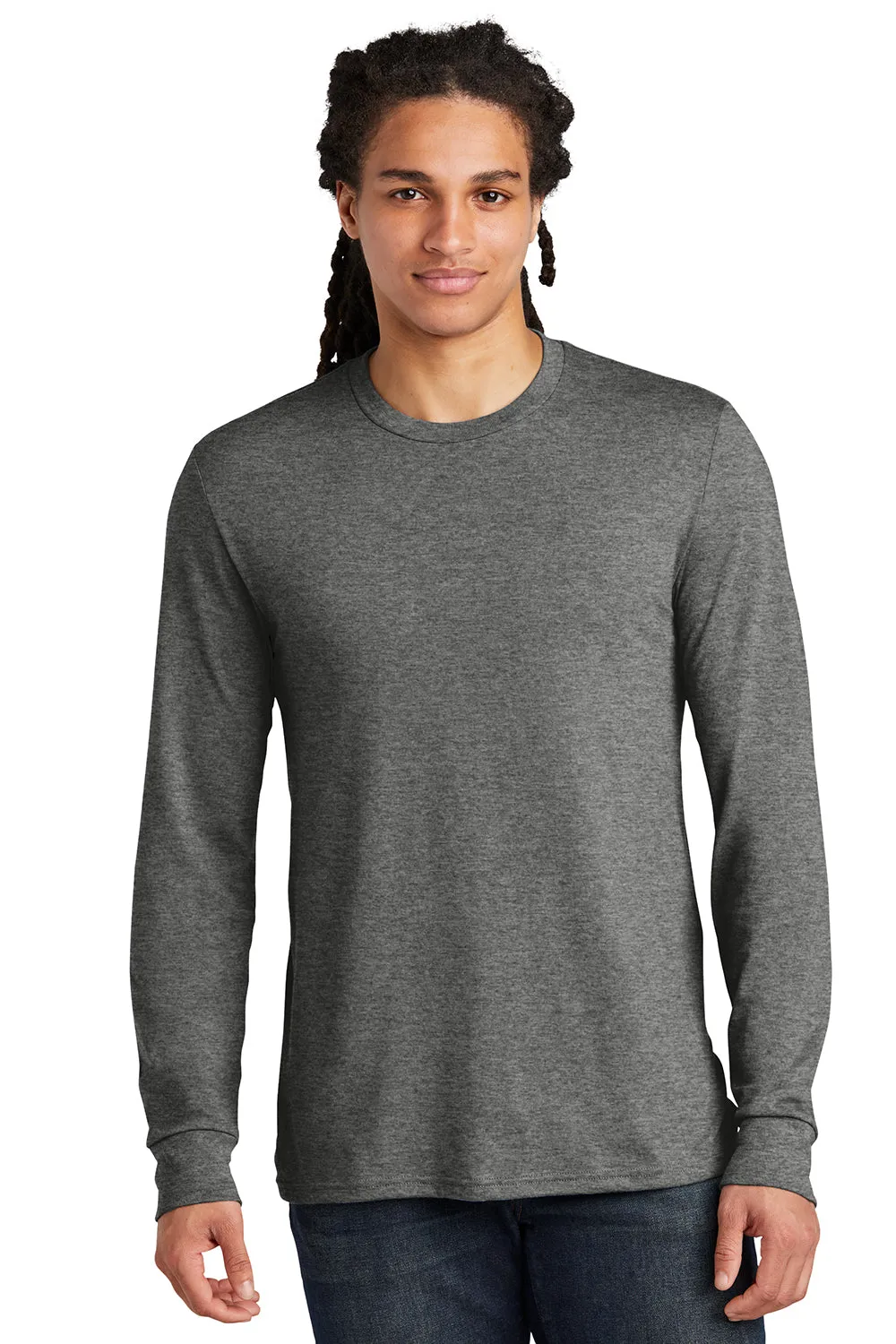 District Mens Perfect Tri Long Sleeve Crewneck T-Shirt - Grey Frost