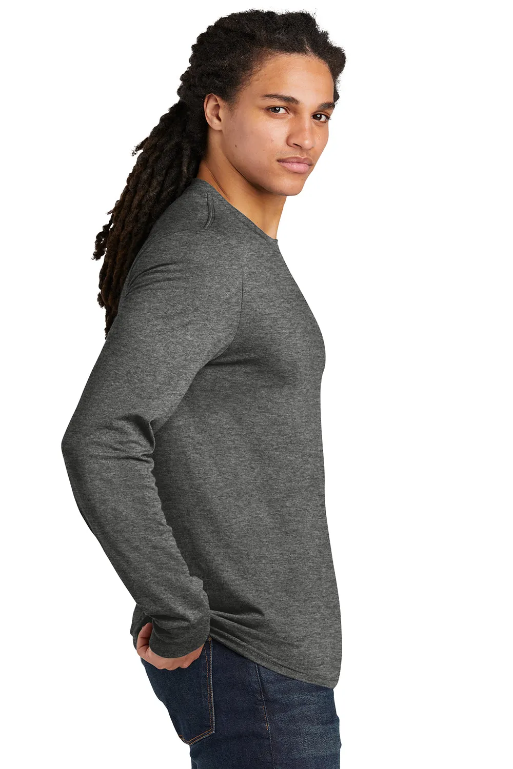 District Mens Perfect Tri Long Sleeve Crewneck T-Shirt - Grey Frost
