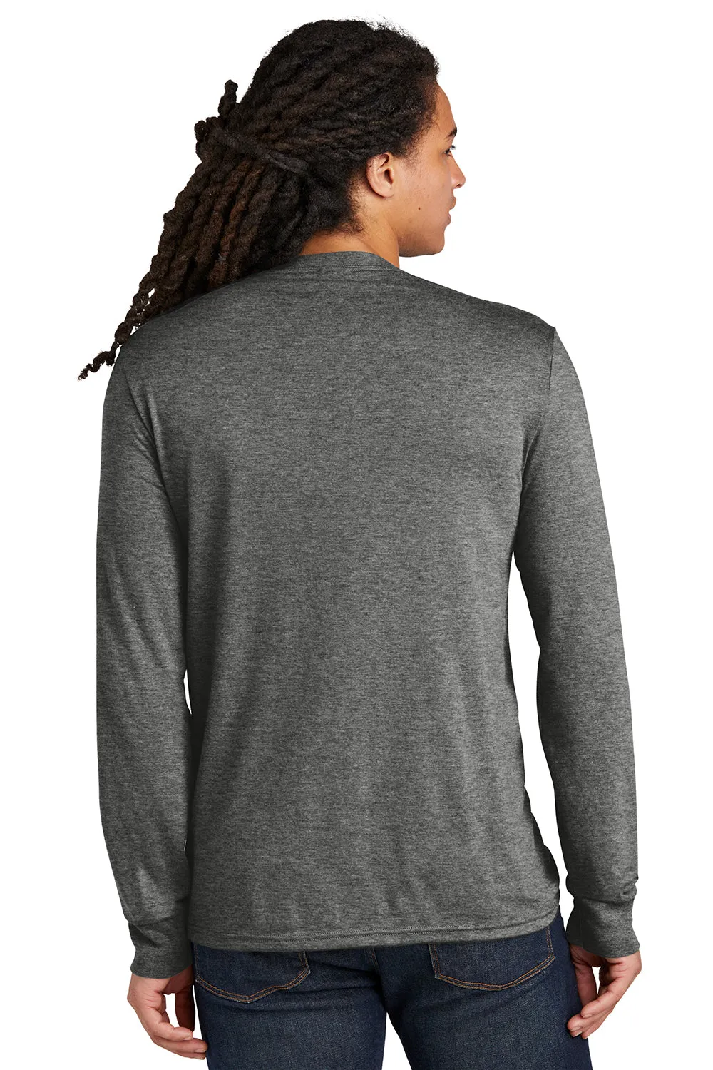 District Mens Perfect Tri Long Sleeve Crewneck T-Shirt - Grey Frost