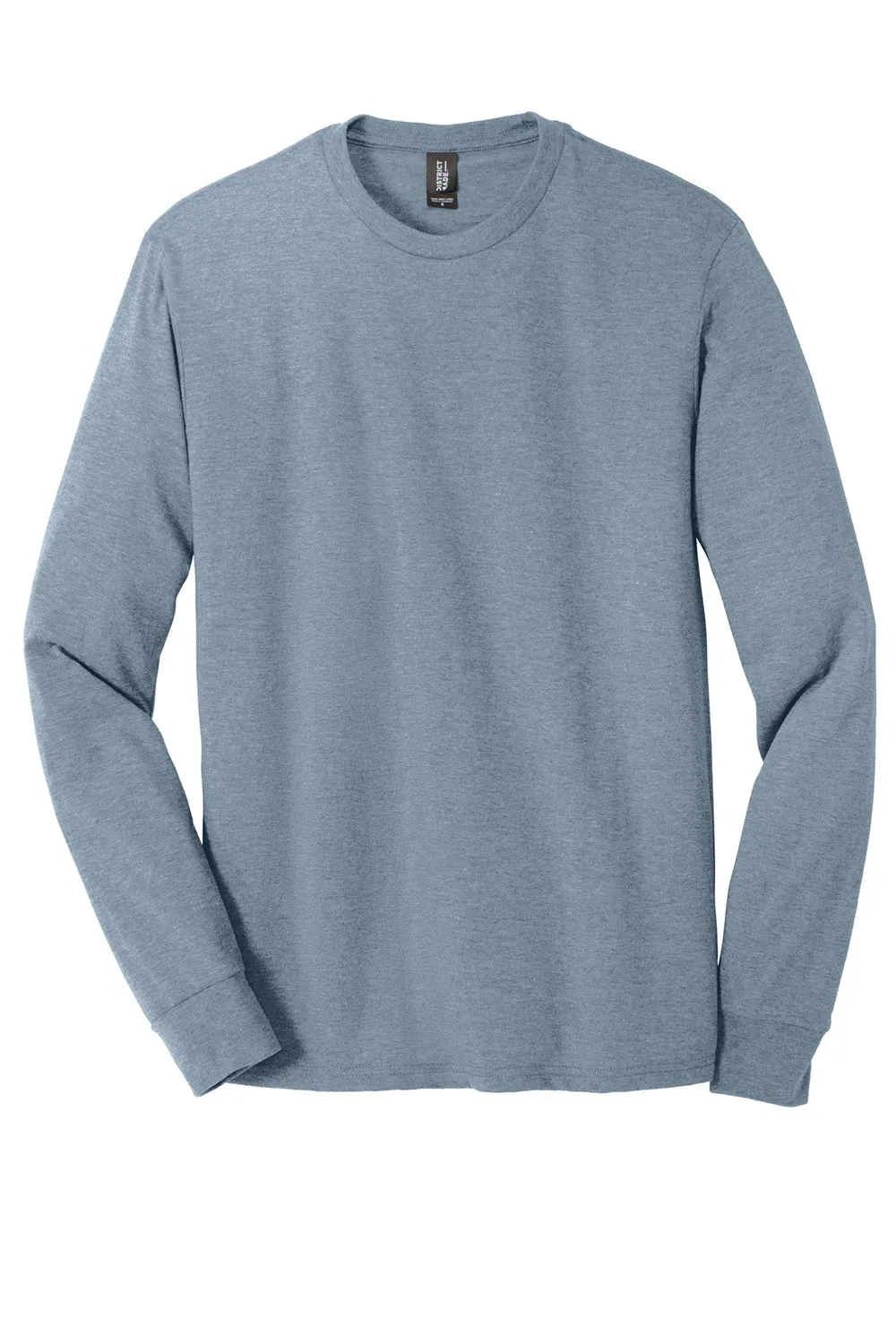 District Mens Perfect Tri Long Sleeve Crewneck T-Shirt - Heather Flint Blue