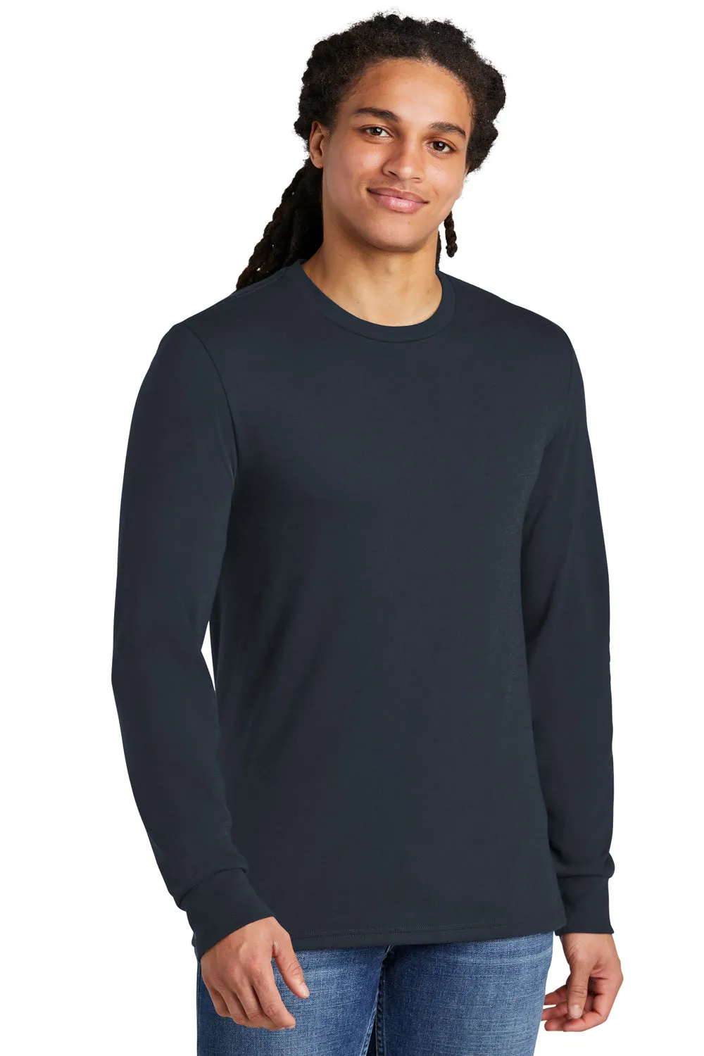 District Mens Perfect Tri Long Sleeve Crewneck T-Shirt - New Navy Blue