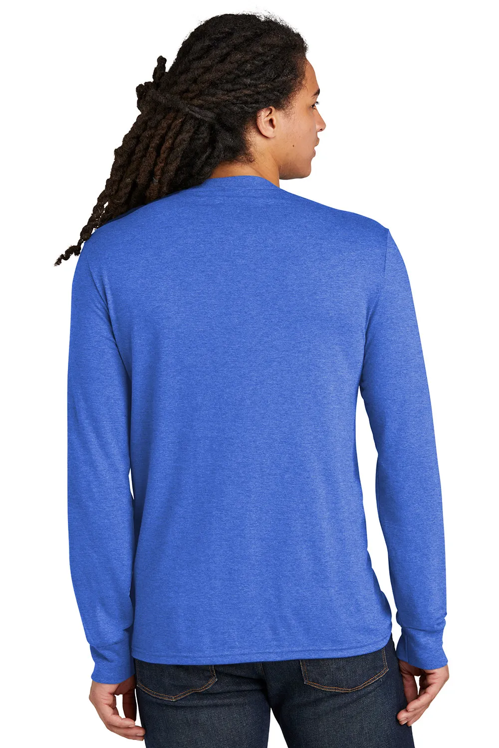 District Mens Perfect Tri Long Sleeve Crewneck T-Shirt - Royal Blue Frost
