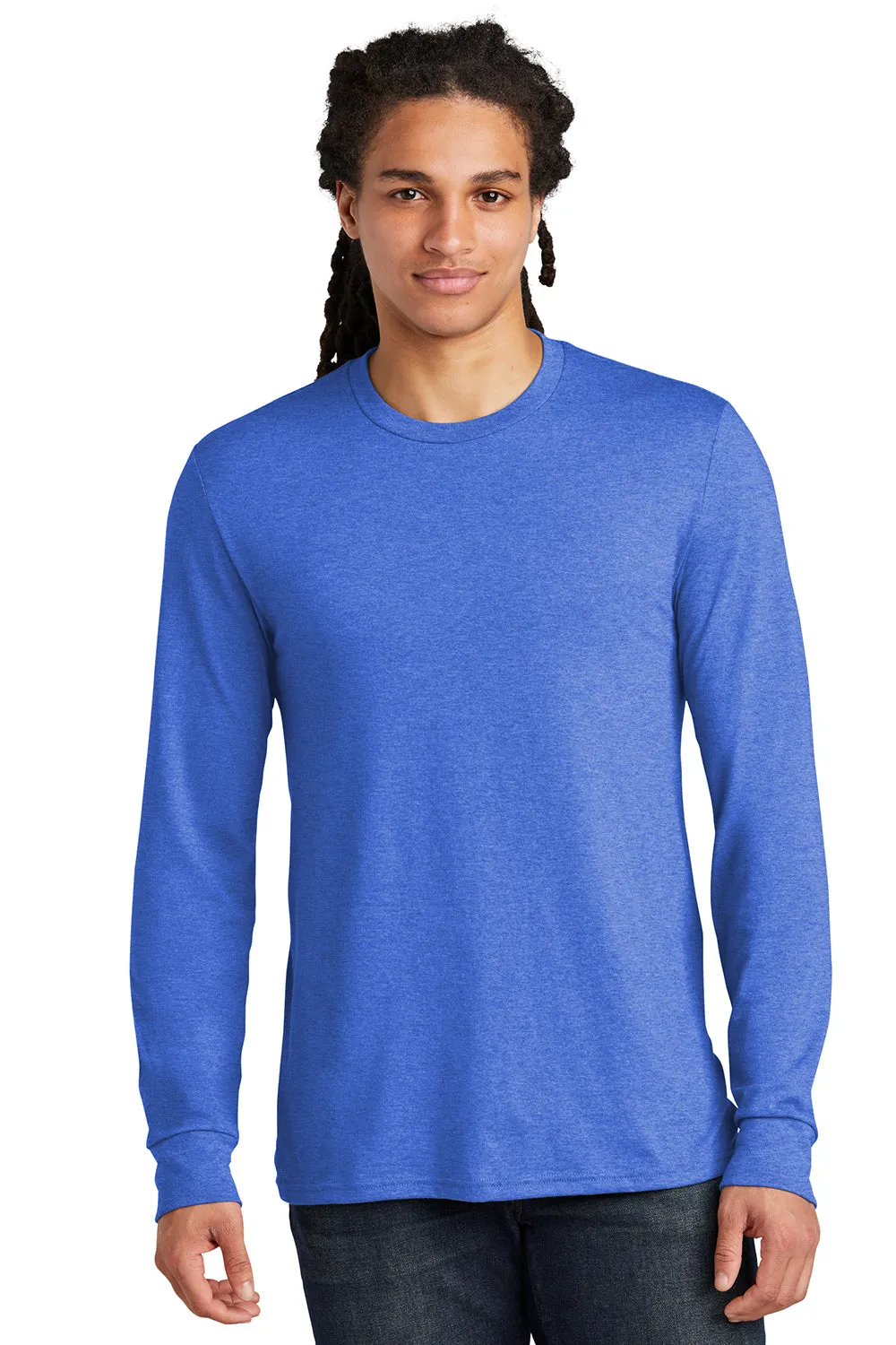 District Mens Perfect Tri Long Sleeve Crewneck T-Shirt - Royal Blue Frost