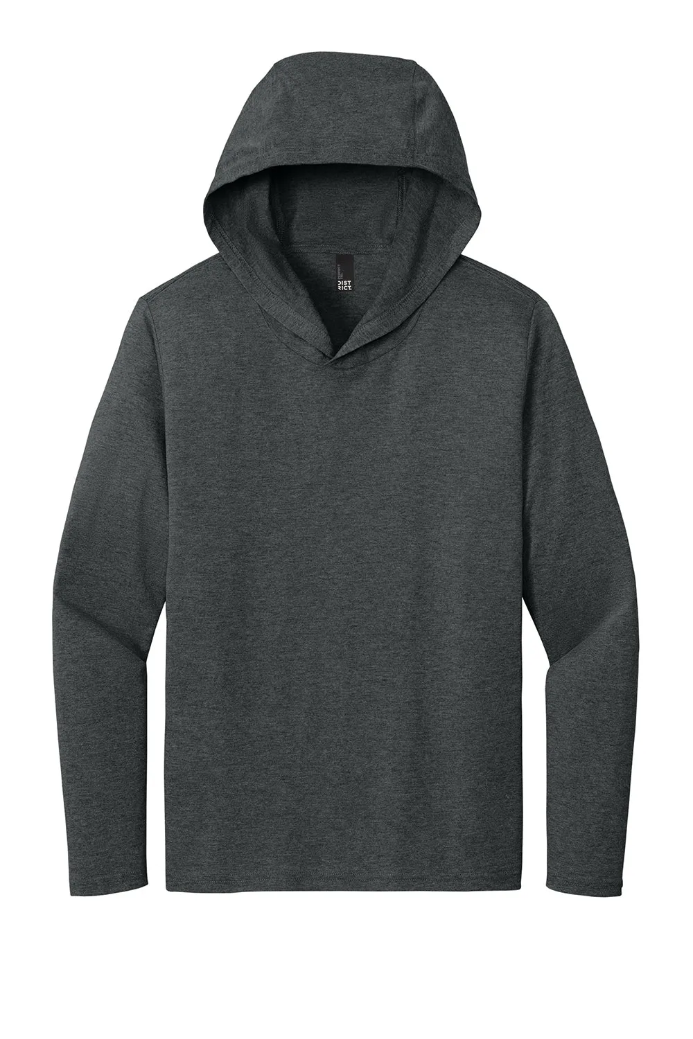 District Mens Perfect Tri Long Sleeve Hooded T-Shirt Hoodie - Black Frost