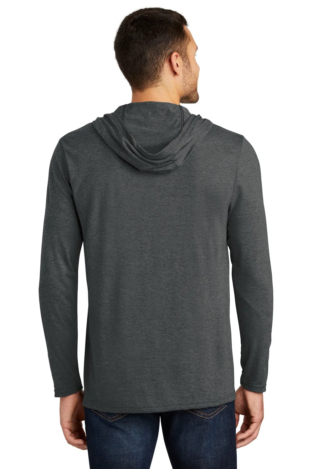 District Mens Perfect Tri Long Sleeve Hooded T-Shirt Hoodie - Black Frost