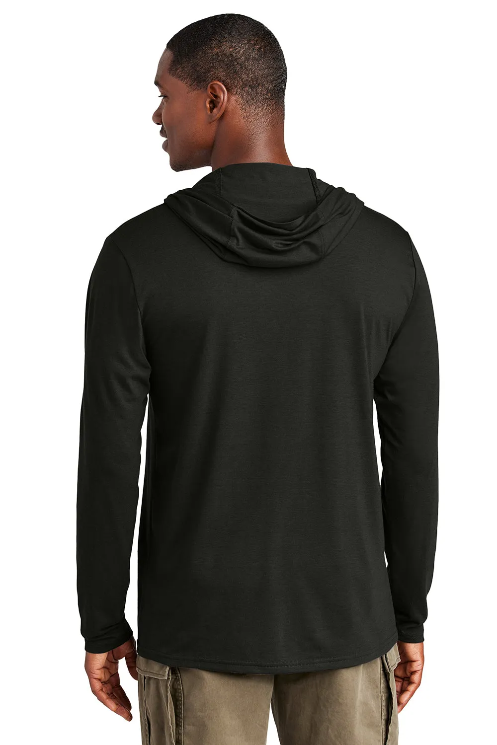 District Mens Perfect Tri Long Sleeve Hooded T-Shirt Hoodie - Black
