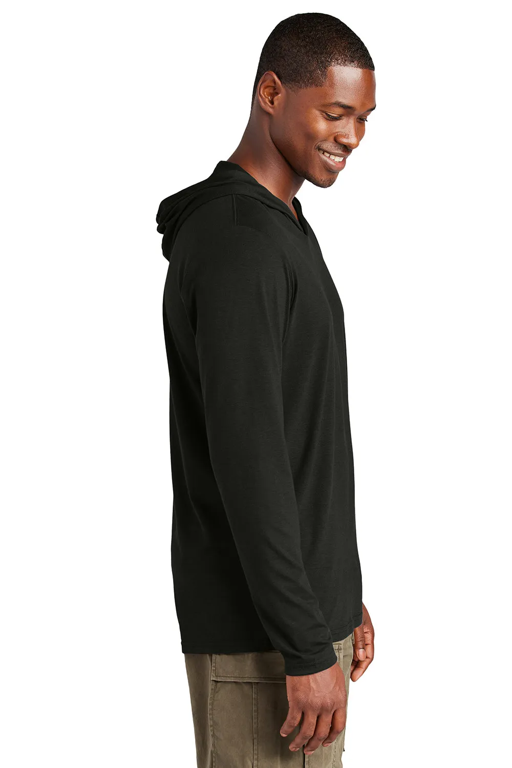 District Mens Perfect Tri Long Sleeve Hooded T-Shirt Hoodie - Black