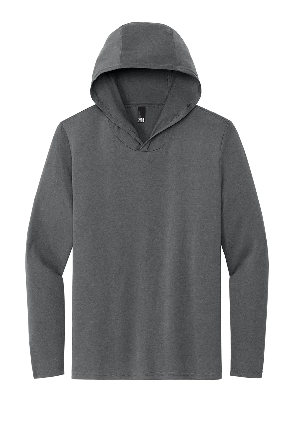 District Mens Perfect Tri Long Sleeve Hooded T-Shirt Hoodie - Charcoal Grey