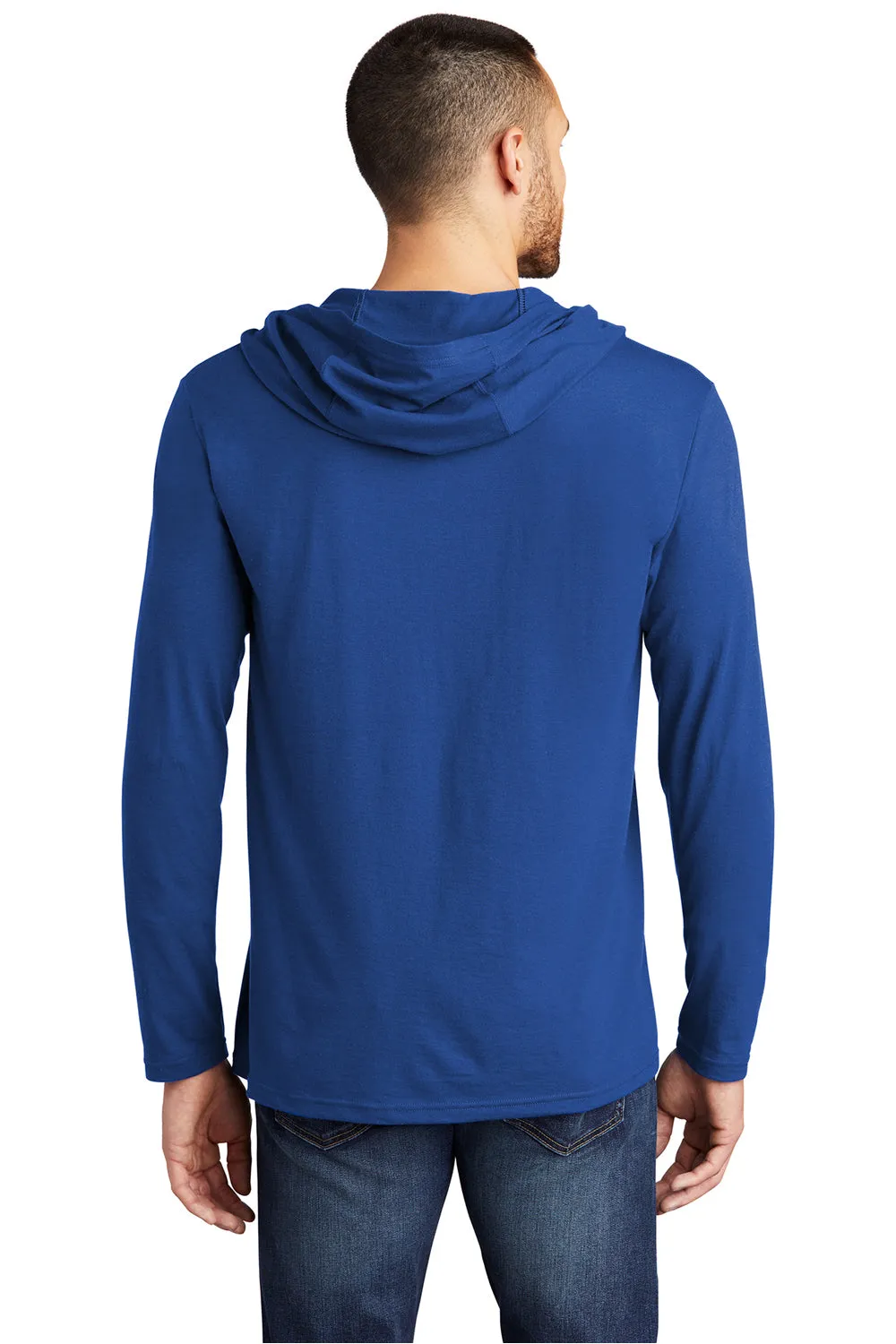 District Mens Perfect Tri Long Sleeve Hooded T-Shirt Hoodie - Deep Royal Blue