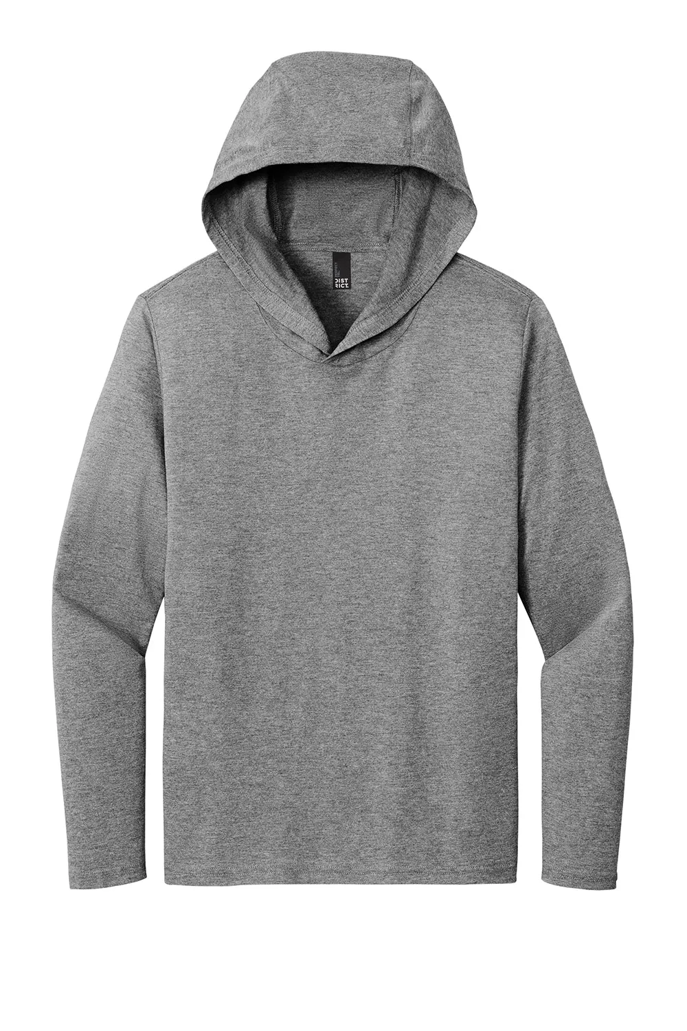 District Mens Perfect Tri Long Sleeve Hooded T-Shirt Hoodie - Grey Frost