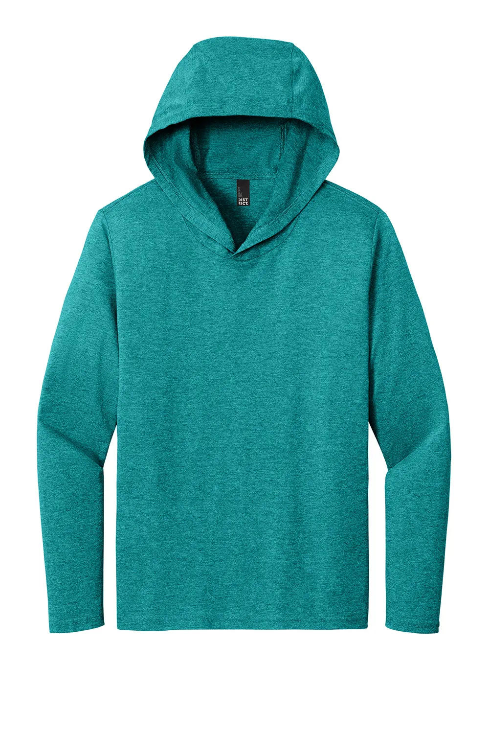 District Mens Perfect Tri Long Sleeve Hooded T-Shirt Hoodie - Heather Teal Green