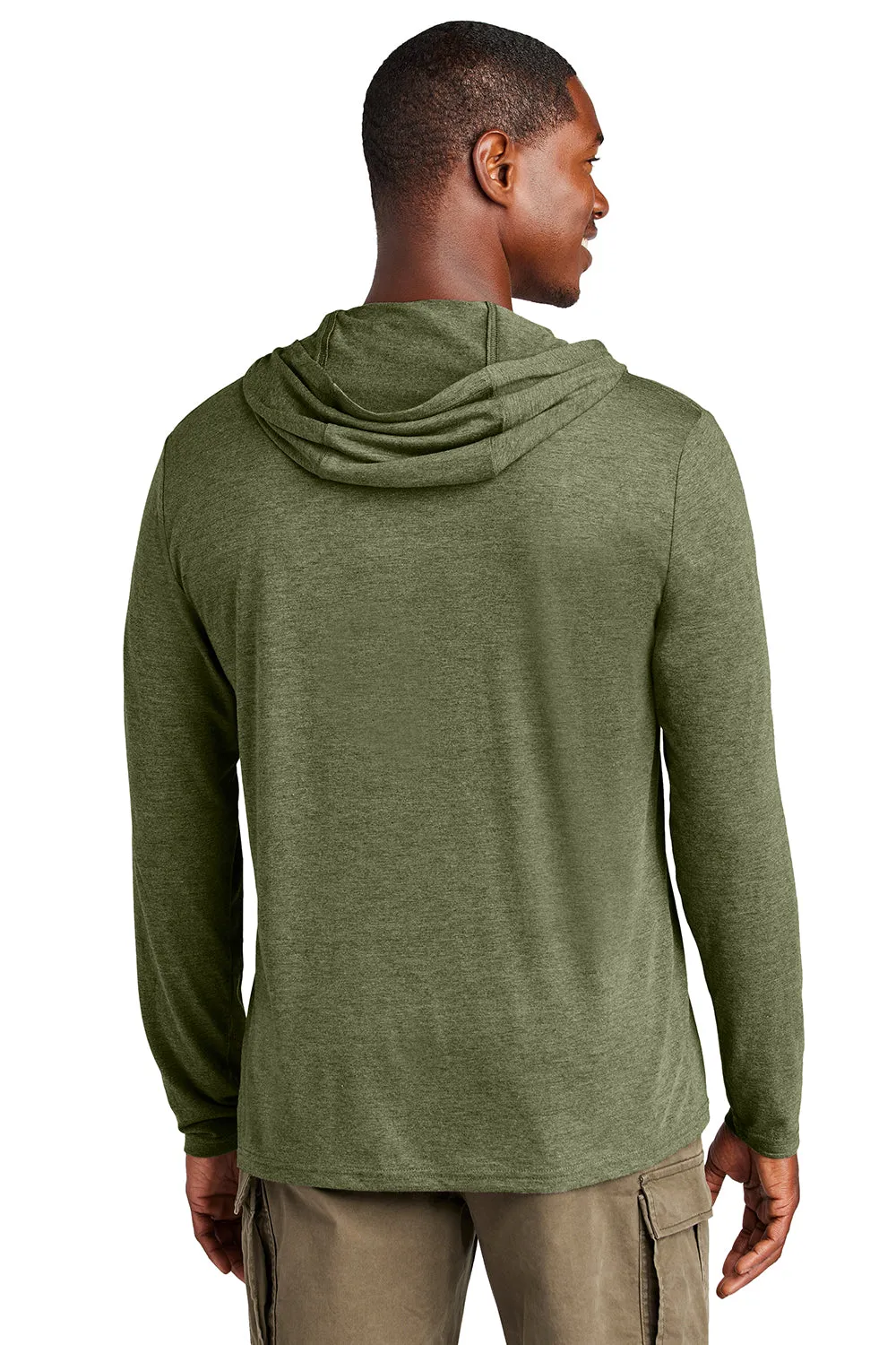 District Mens Perfect Tri Long Sleeve Hooded T-Shirt Hoodie - Military Green Frost