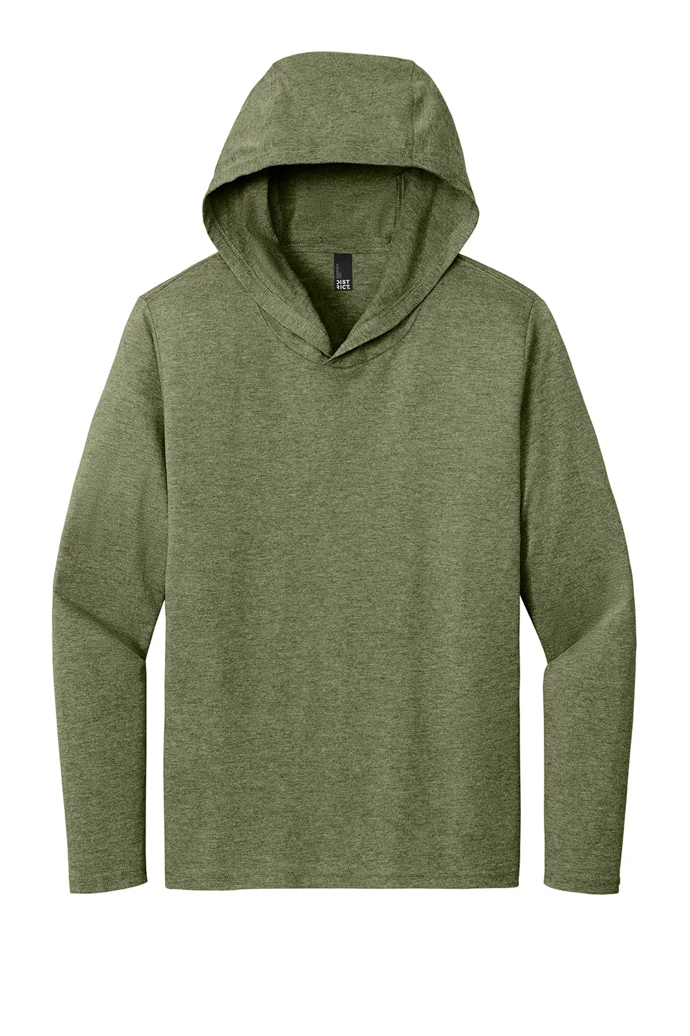 District Mens Perfect Tri Long Sleeve Hooded T-Shirt Hoodie - Military Green Frost
