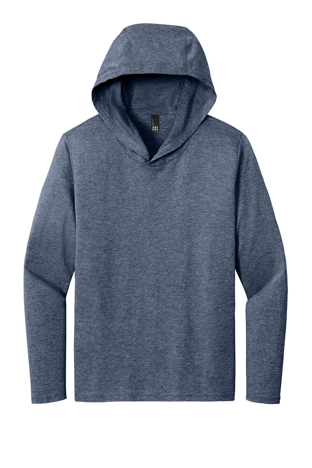 District Mens Perfect Tri Long Sleeve Hooded T-Shirt Hoodie - Navy Blue Frost
