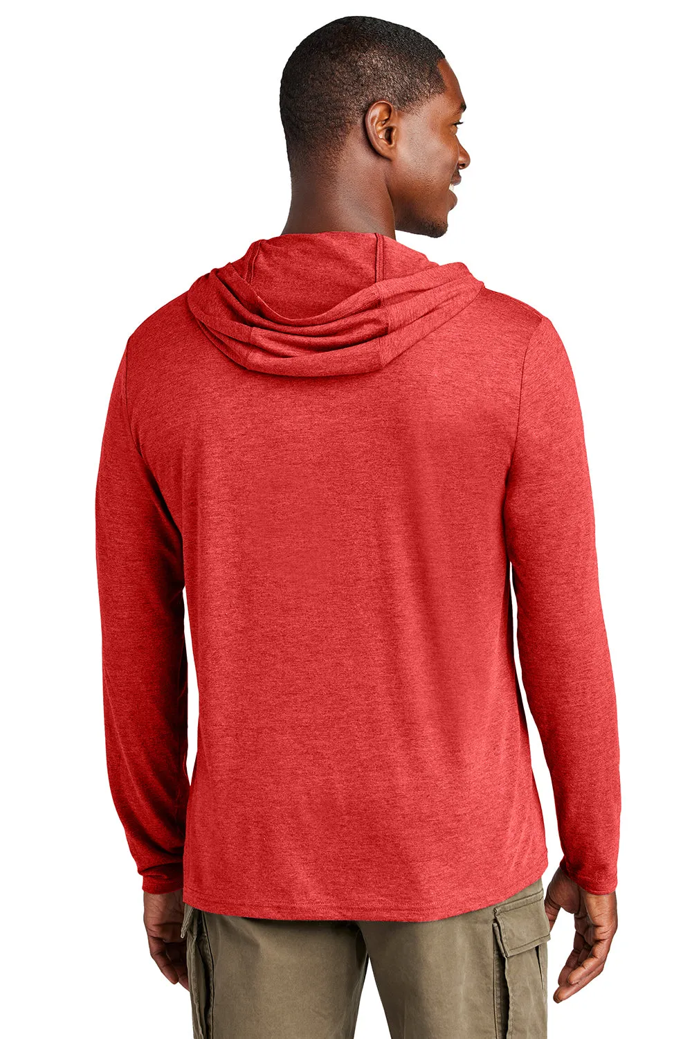 District Mens Perfect Tri Long Sleeve Hooded T-Shirt Hoodie - Red Frost