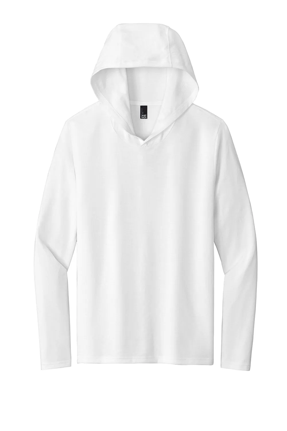 District Mens Perfect Tri Long Sleeve Hooded T-Shirt Hoodie - White