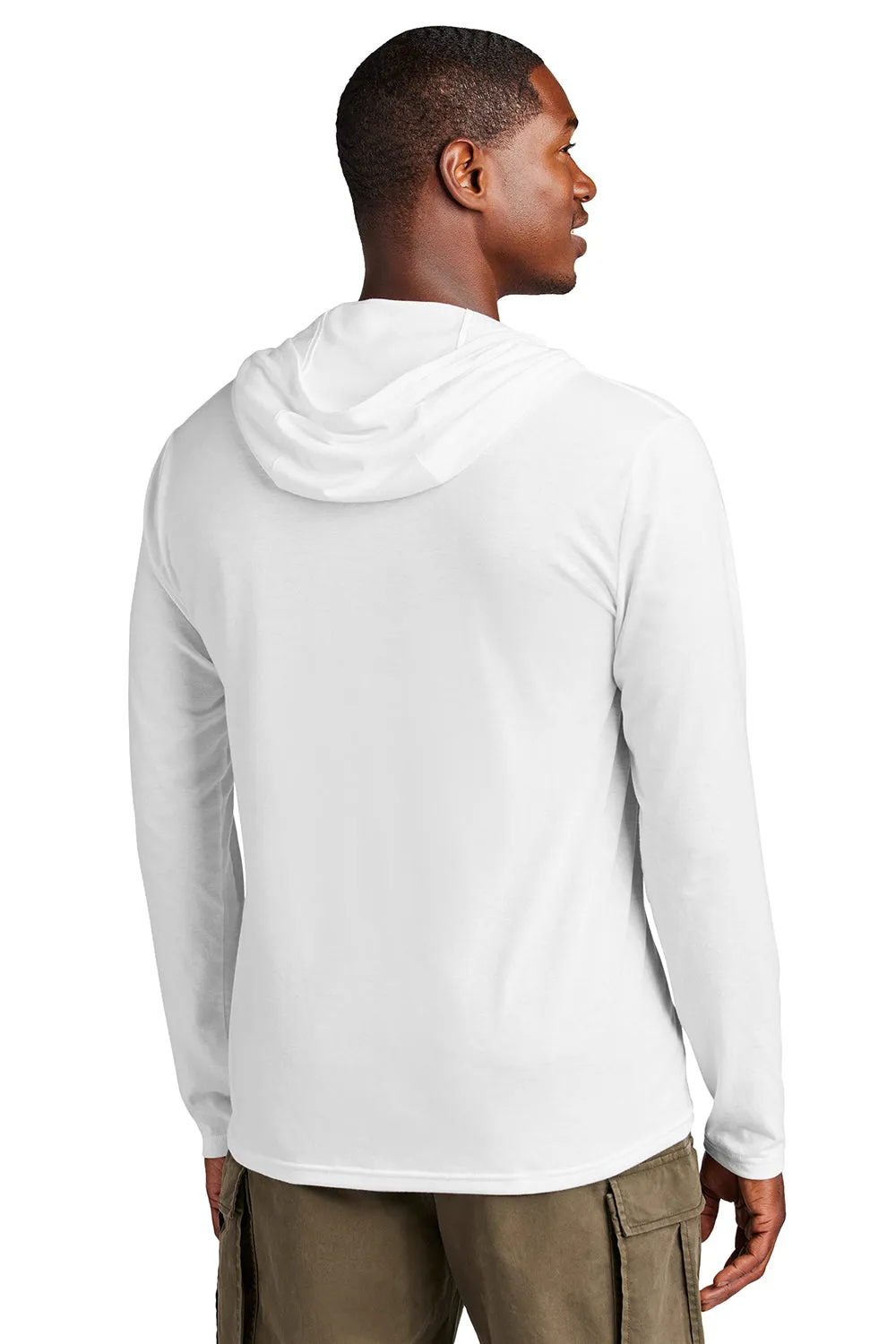District Mens Perfect Tri Long Sleeve Hooded T-Shirt Hoodie - White