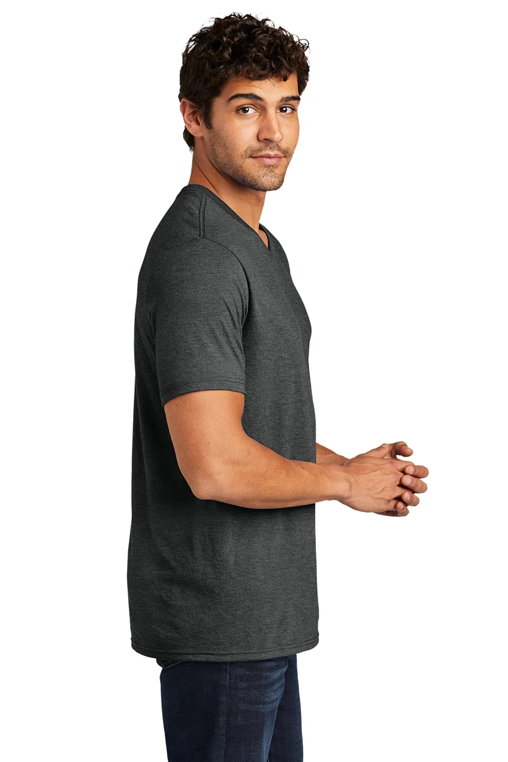District Mens Perfect Tri Short Sleeve V-Neck T-Shirt - Black Frost