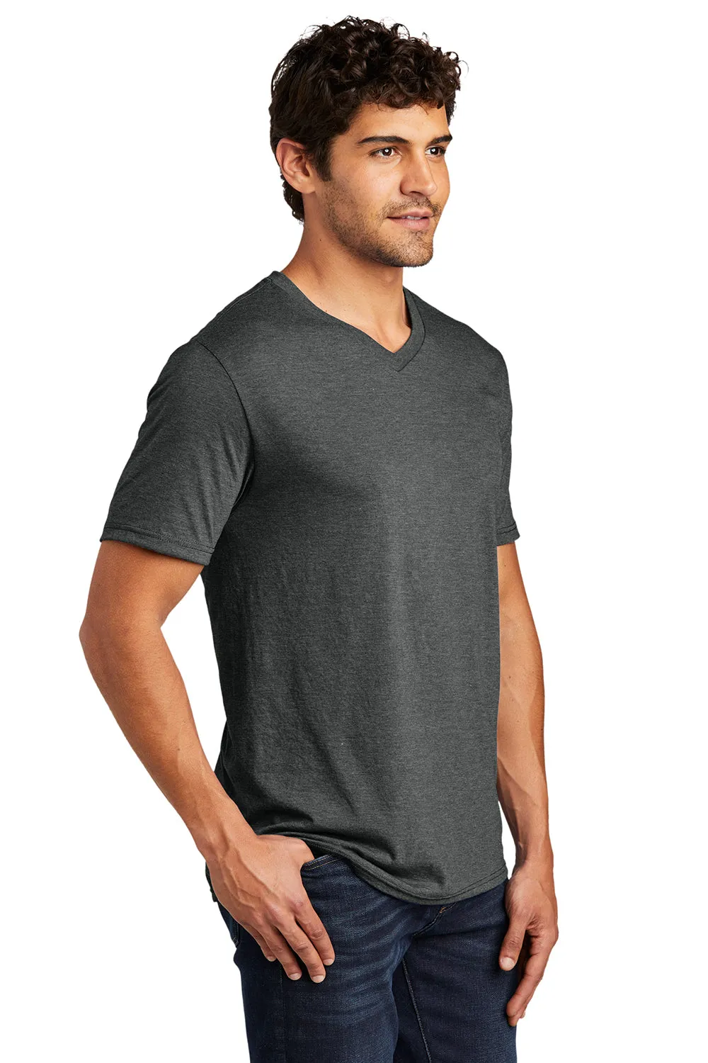District Mens Perfect Tri Short Sleeve V-Neck T-Shirt - Black Frost