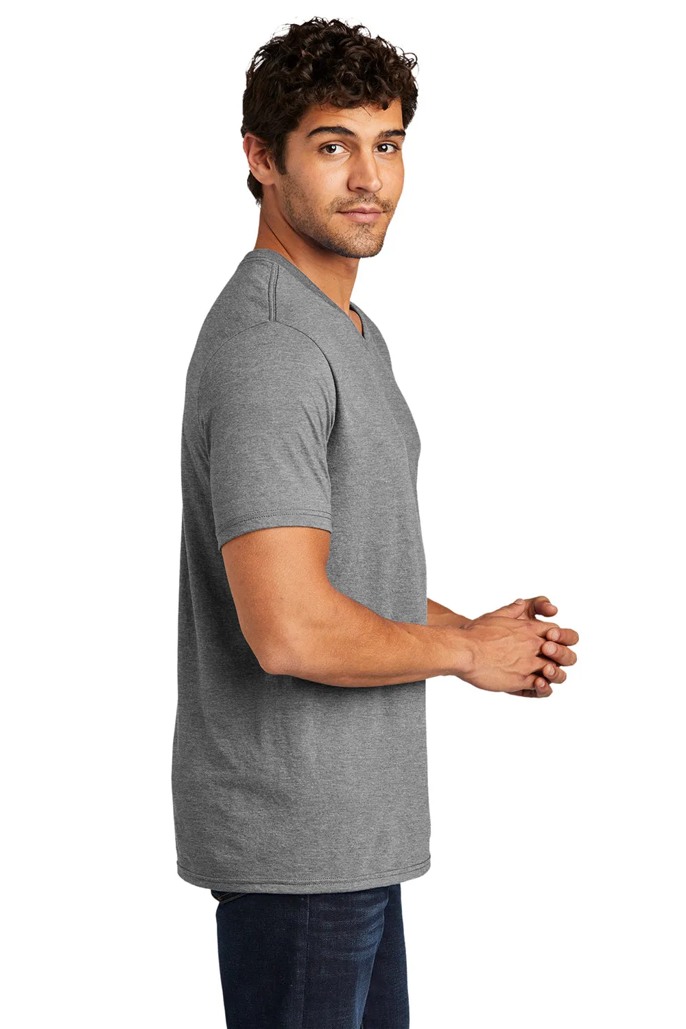 District Mens Perfect Tri Short Sleeve V-Neck T-Shirt - Grey Frost