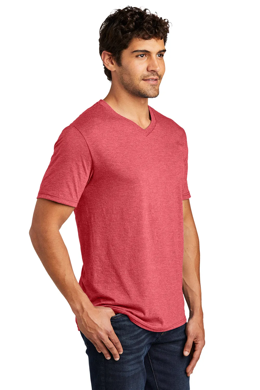 District Mens Perfect Tri Short Sleeve V-Neck T-Shirt - Red Frost