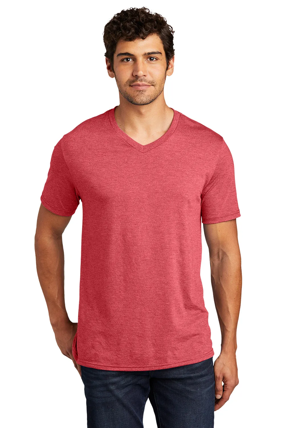 District Mens Perfect Tri Short Sleeve V-Neck T-Shirt - Red Frost