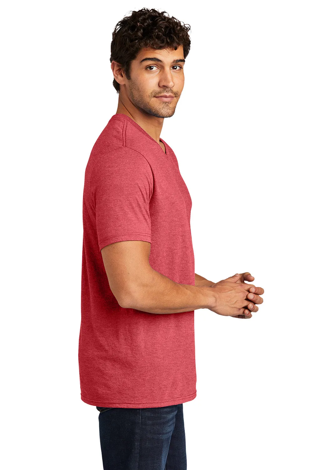 District Mens Perfect Tri Short Sleeve V-Neck T-Shirt - Red Frost